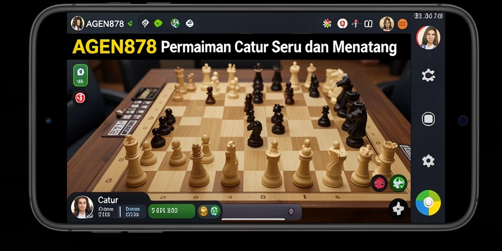 Tampilan antarmuka AGEN878 saat bermain catur dengan fitur analisis.