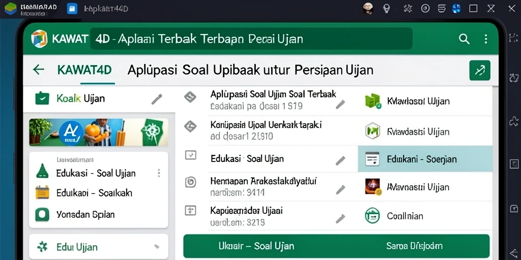 Antarmuka aplikasi KAWAT4D untuk soal ujian yang interaktif.