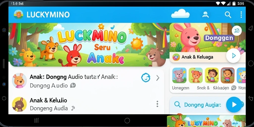 Antarmuka LUCKYMINO yang menarik untuk dongeng audio.
