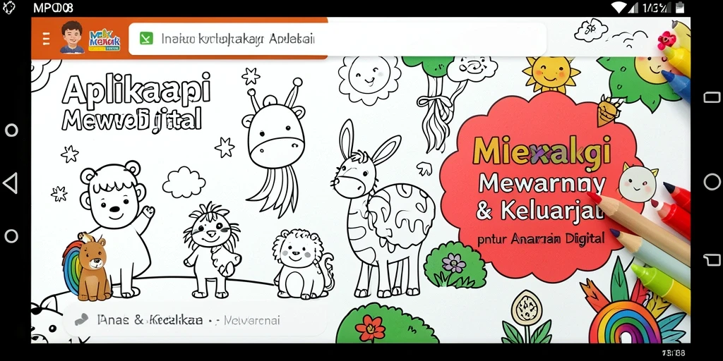 Antarmuka MPO08 dengan berbagai pilihan gambar mewarnai untuk anak.