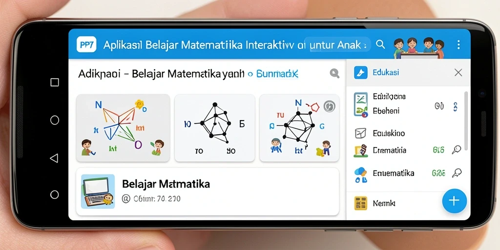 Antarmuka aplikasi PP7 yang menarik untuk belajar matematika.